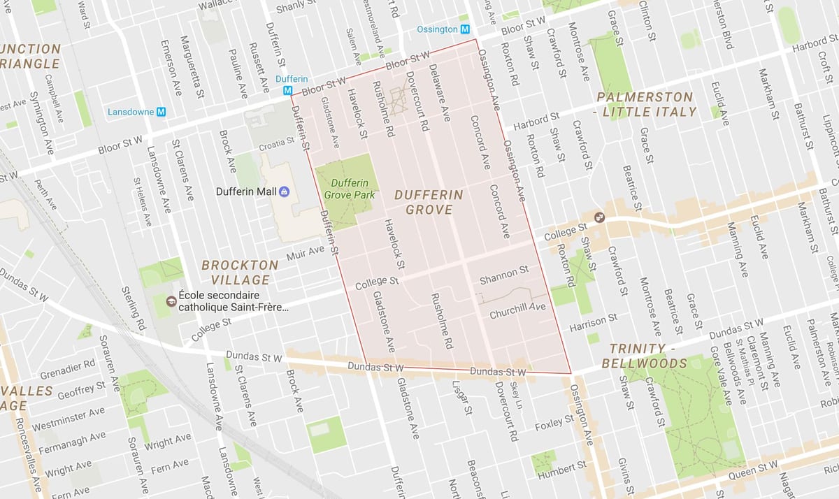 Karta Дафферин Grove području Toronto