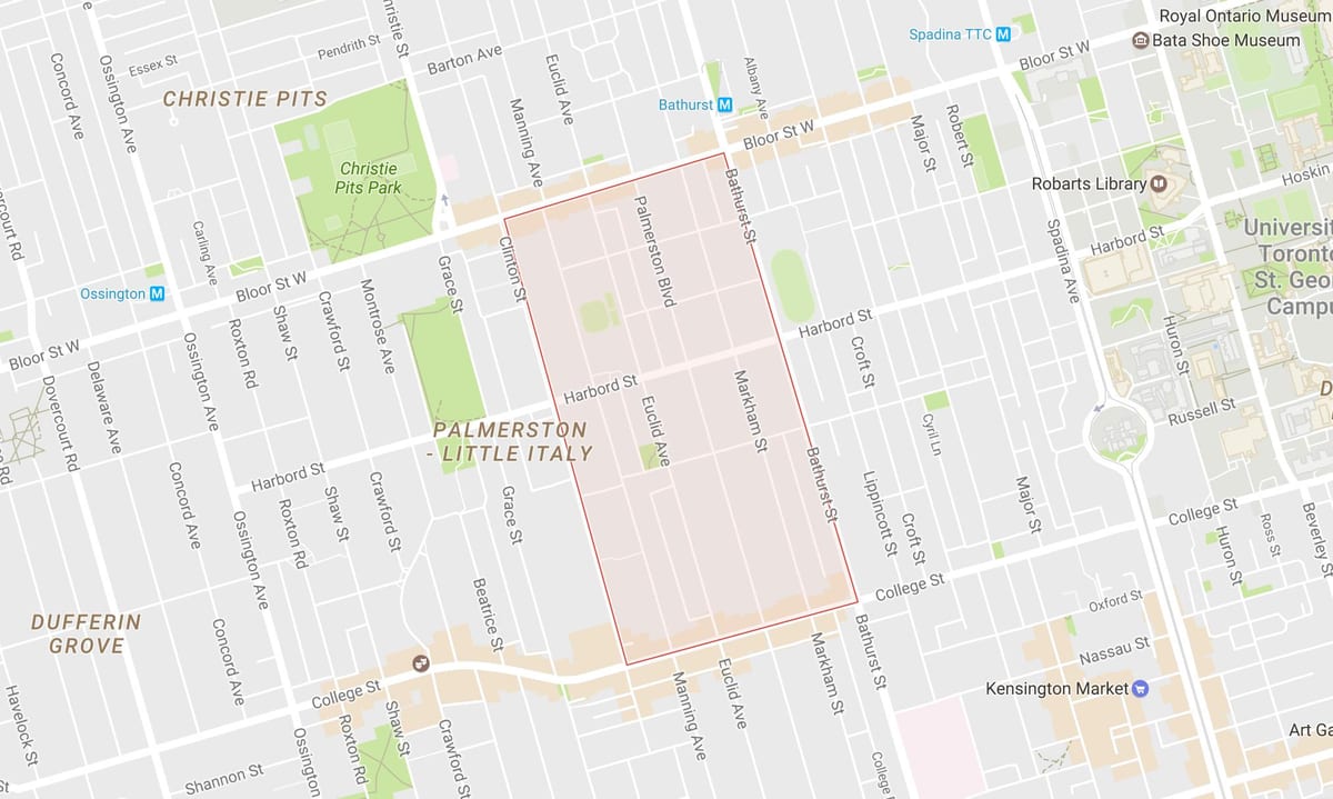 Karta Палмерстон području Toronto