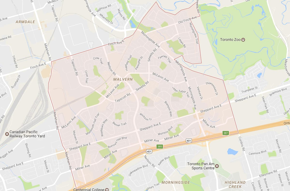 Karta okolice Malvern Toronto