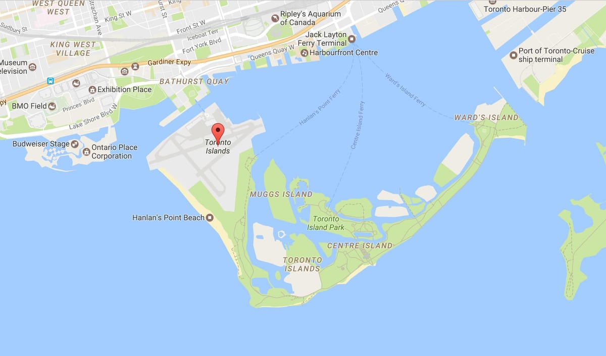 Karta okolice Toronta području otoka Toronto