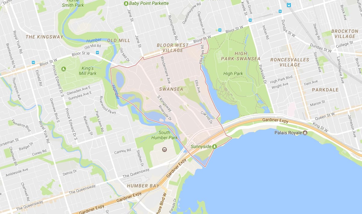 Karta Swansea području Toronto