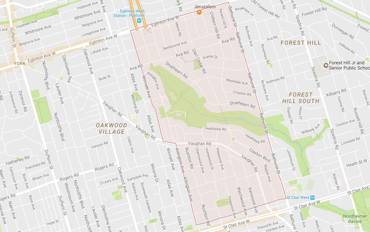 Karta Tichester području Toronto