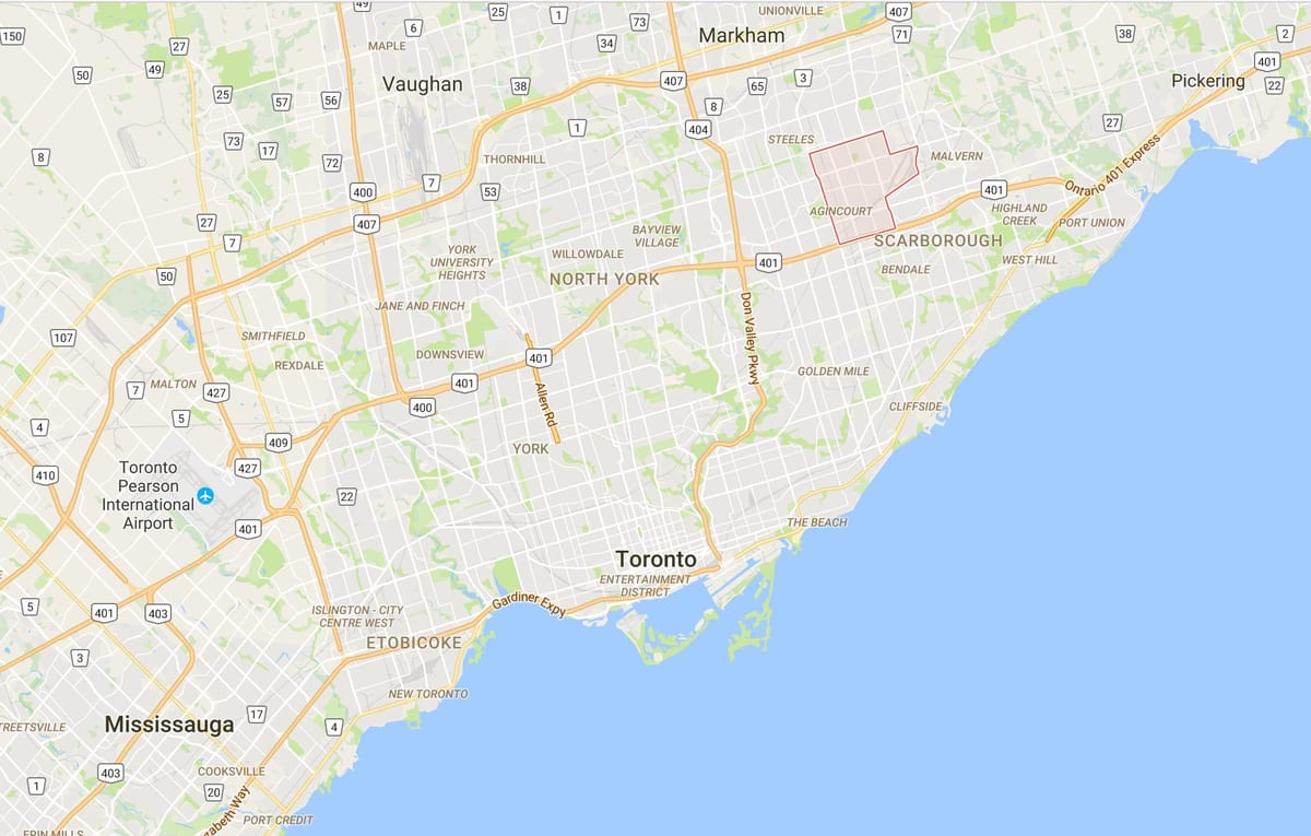 Karta Азенкуре području Toronto