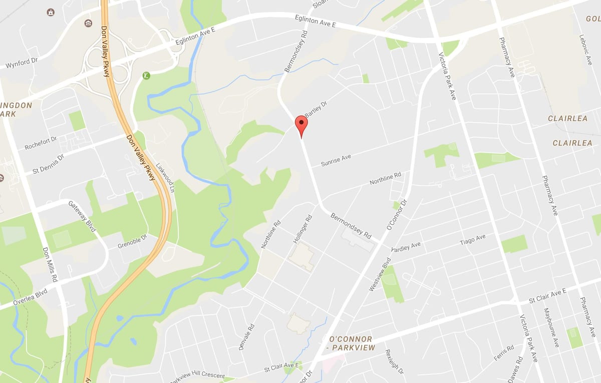 Karta Бермондси području Toronto