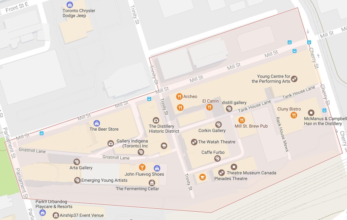 Karta Destilerije područje području Toronto