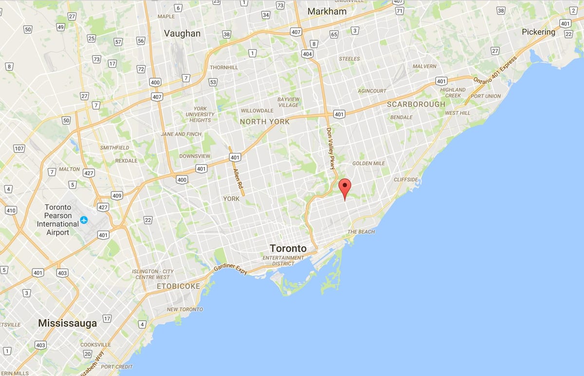 Karta Вудбайн Heightsdistrict Toronto