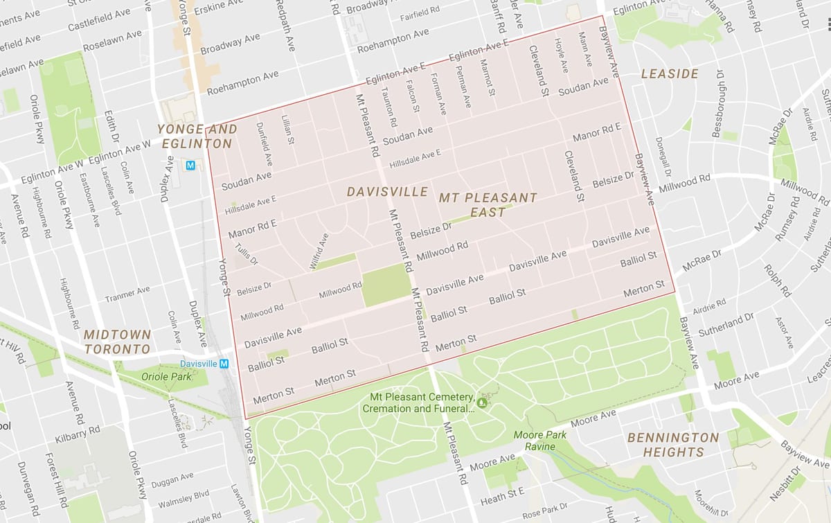 Karta Дависвилль selu području Toronto