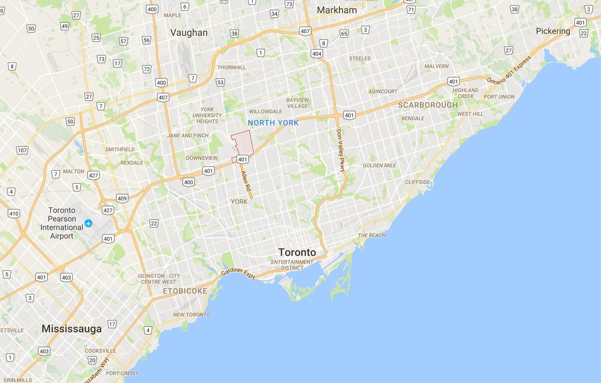 Karta Клантоне području Toronto
