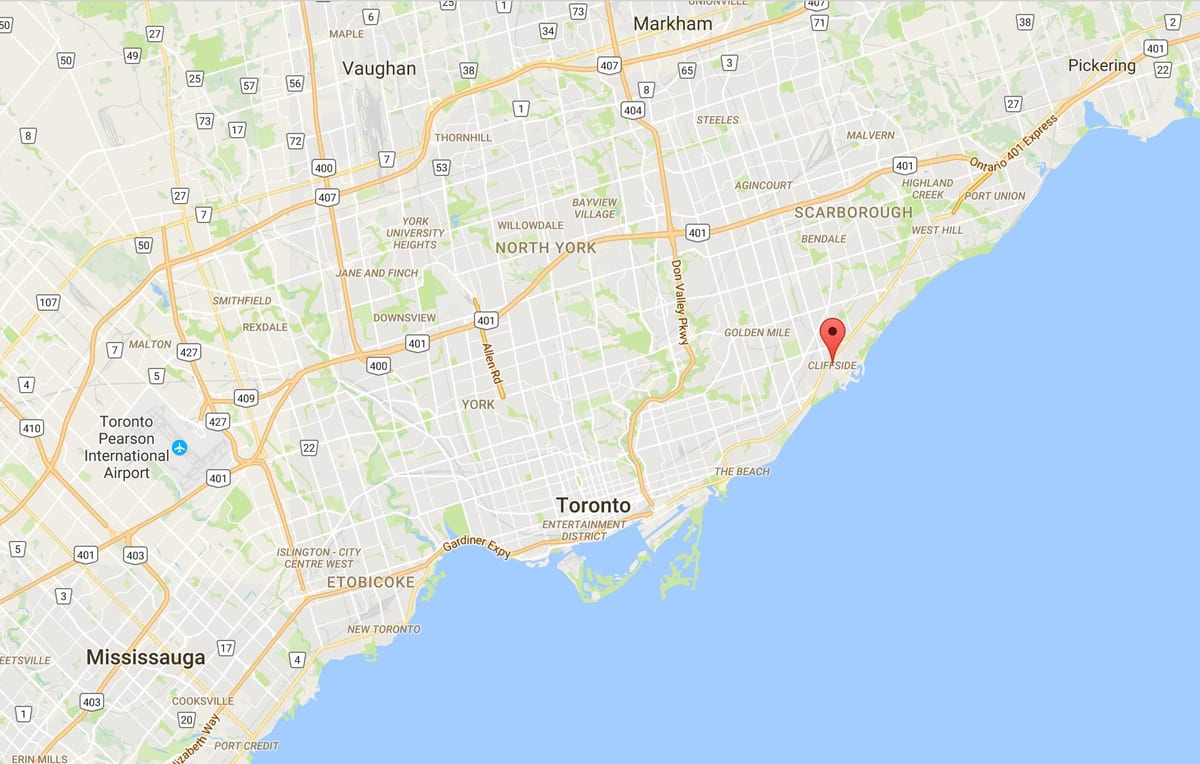 Karta Клифсайд području Toronto