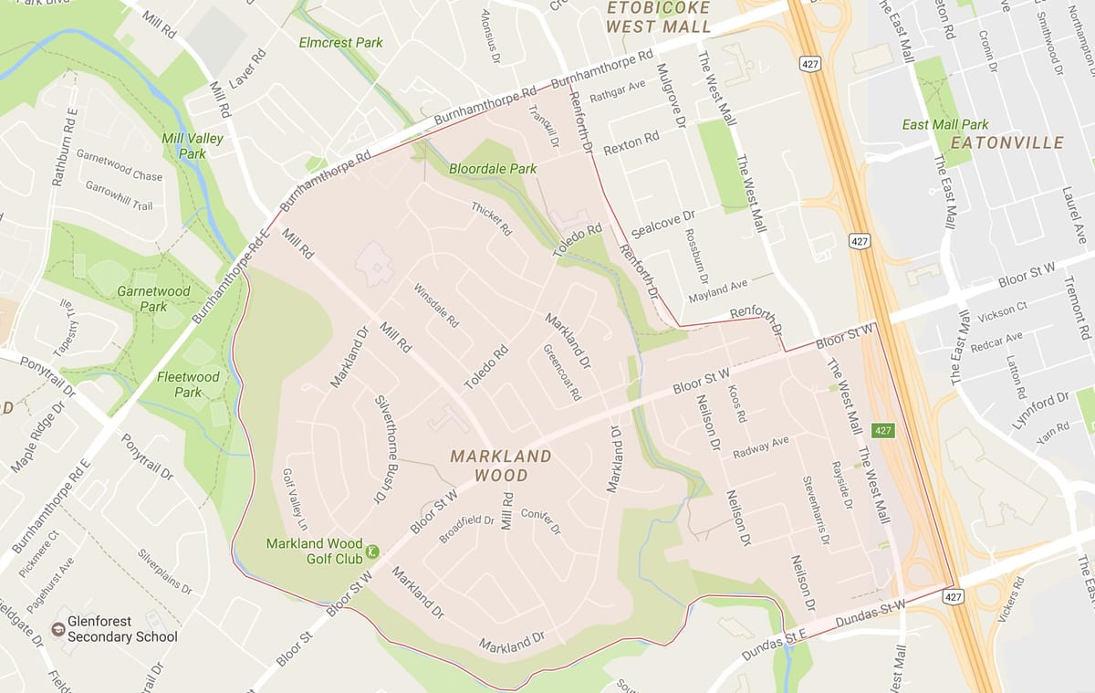 Karta Маркланд drveta okolici Toronto