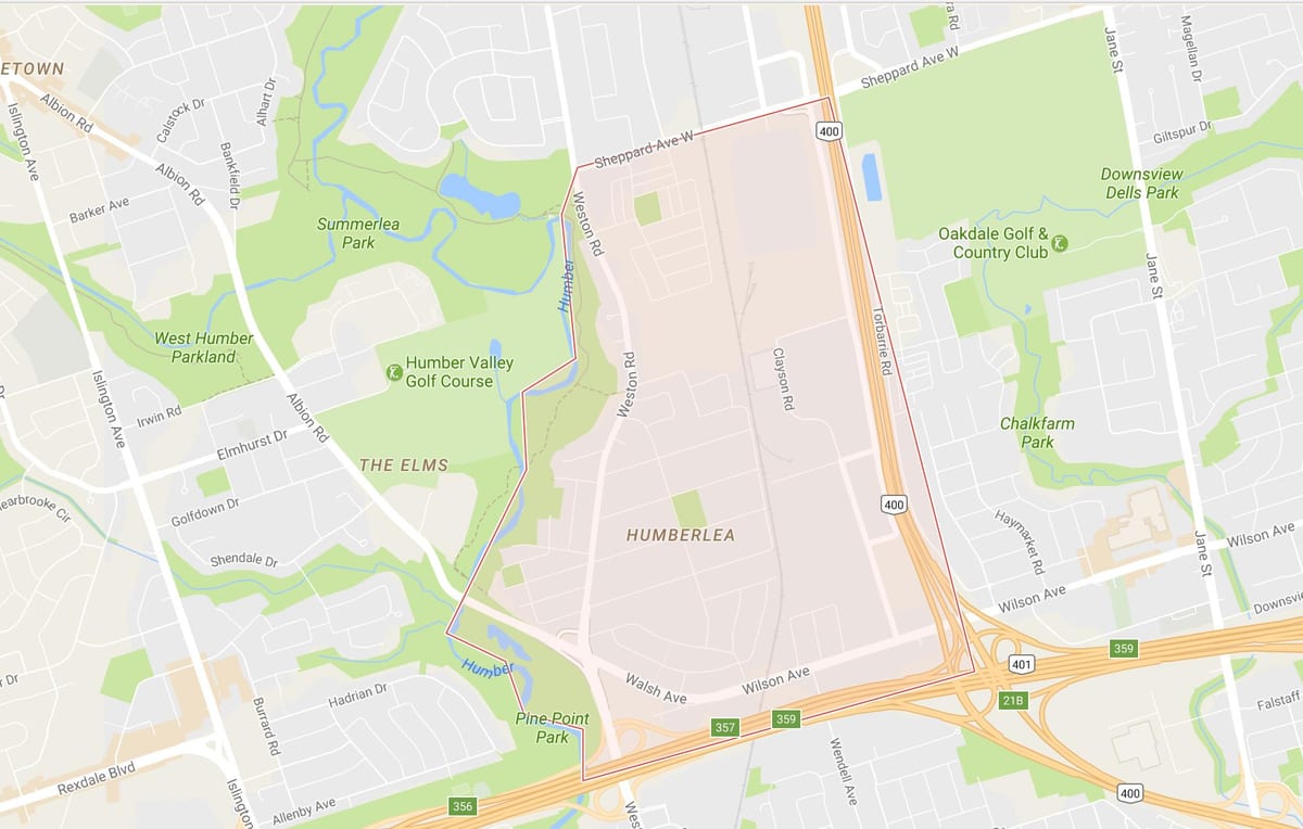 Karta Пельмо Park – Humberlea području Toronto