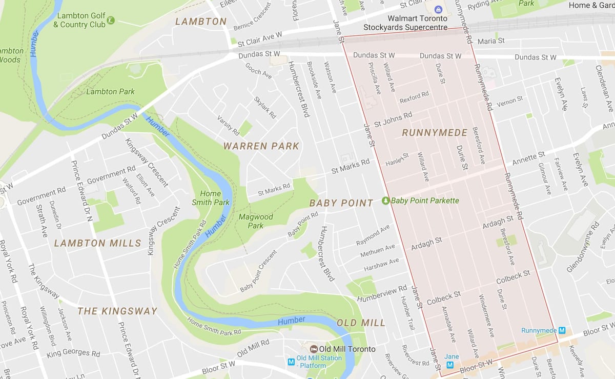 Karta Раннимид području Toronto
