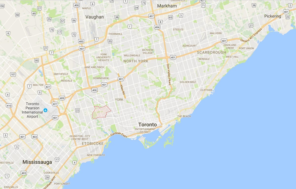 Karta Рокклифф–Smith području Toronto