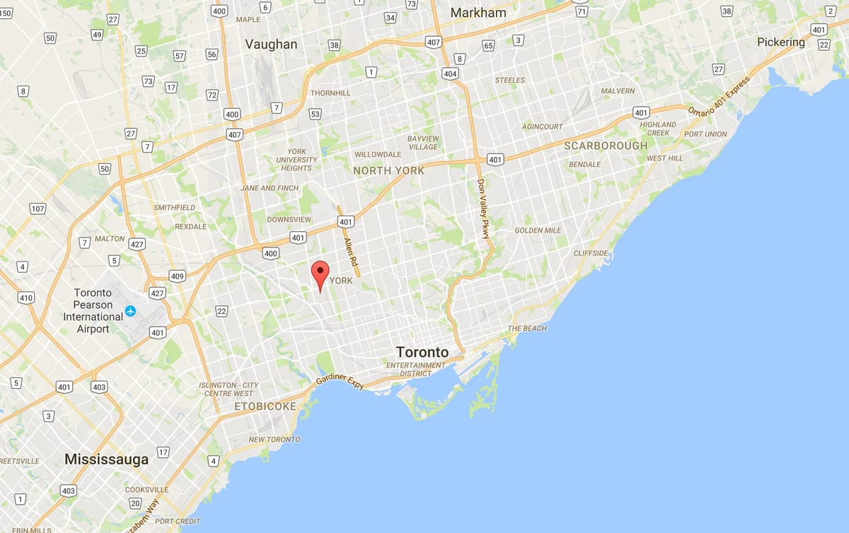 Karta Сильверторн području Toronto