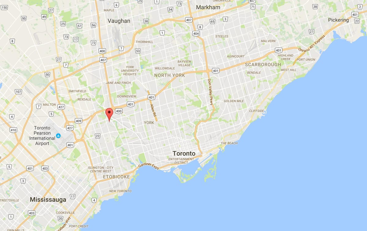 Karta Хамбер visine – Уэстмаунт području Toronto