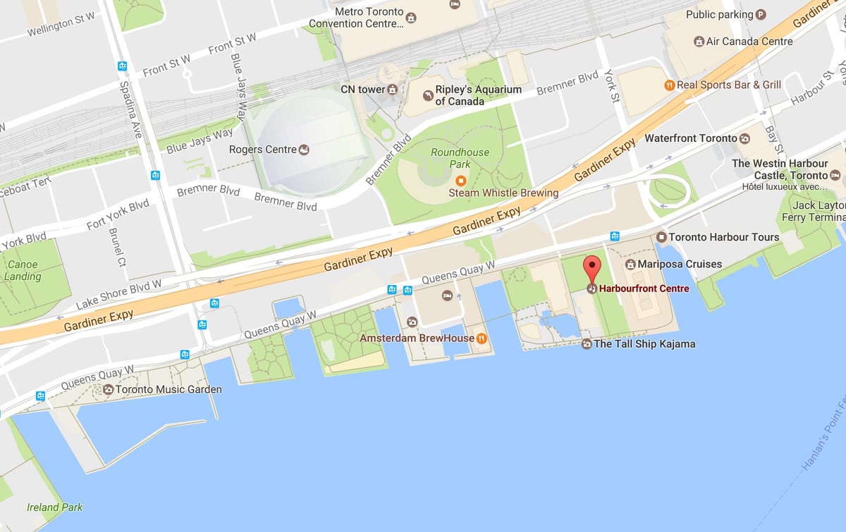 Karta Харборфронт području Toronto