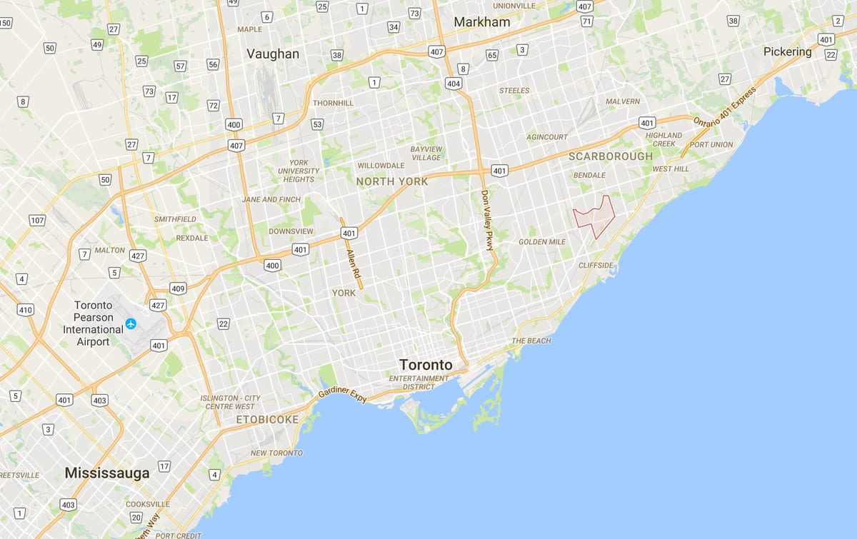 Karta Эглинтон Istočnom dijelu Toronto