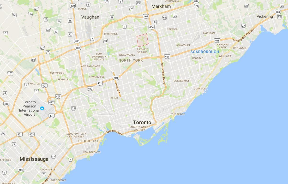 Karta Bayview-Woods – Стилс području Toronto