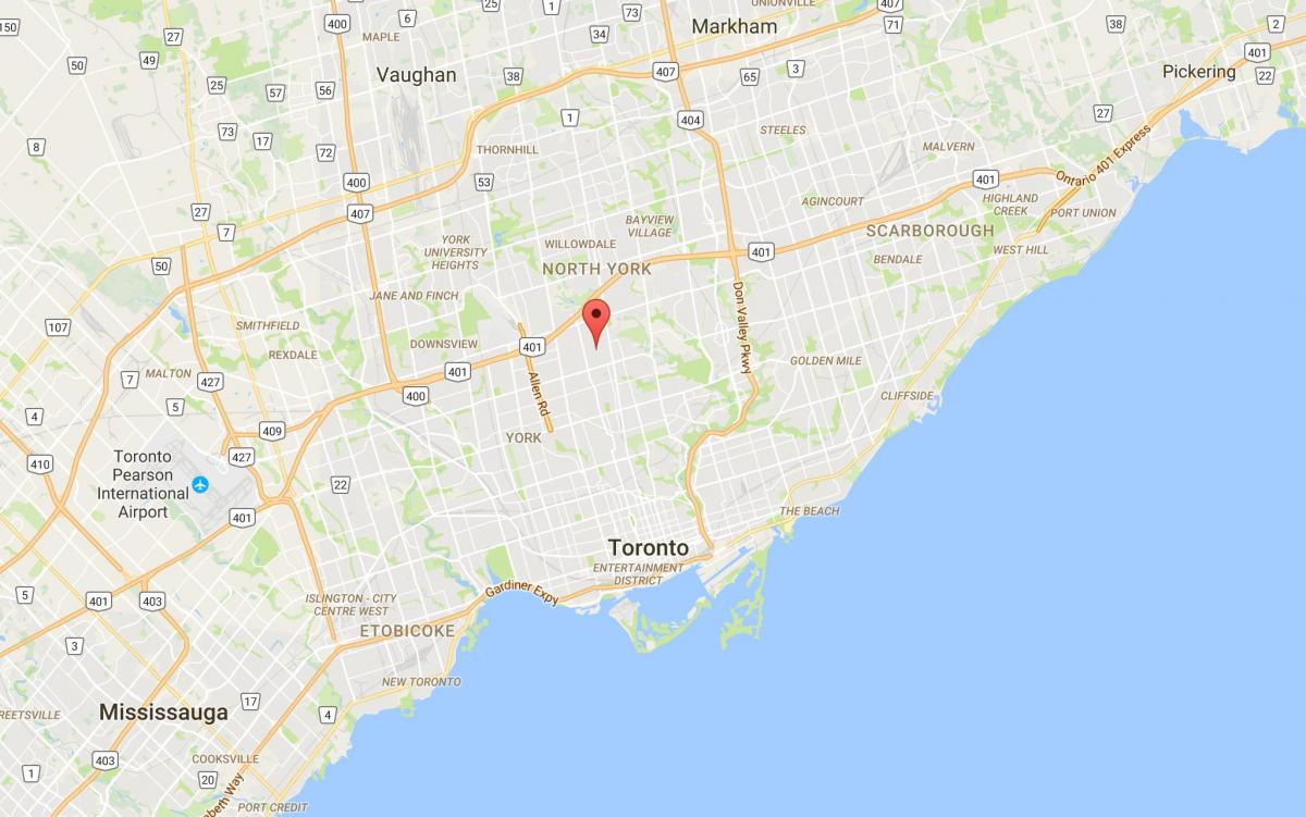 Karta Bedford Park području Toronto