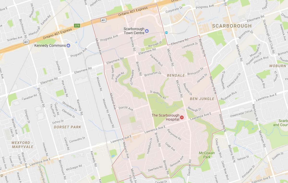 Karta Bendale području Toronto