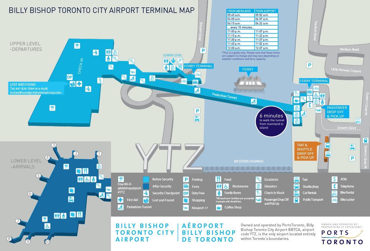 Karta zračna luka Billy Biskup Toronto City 