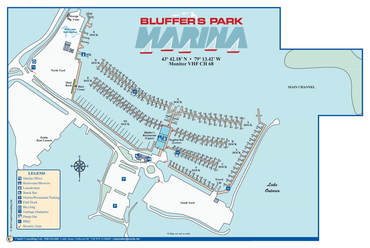Karta Bluffers Park Marina