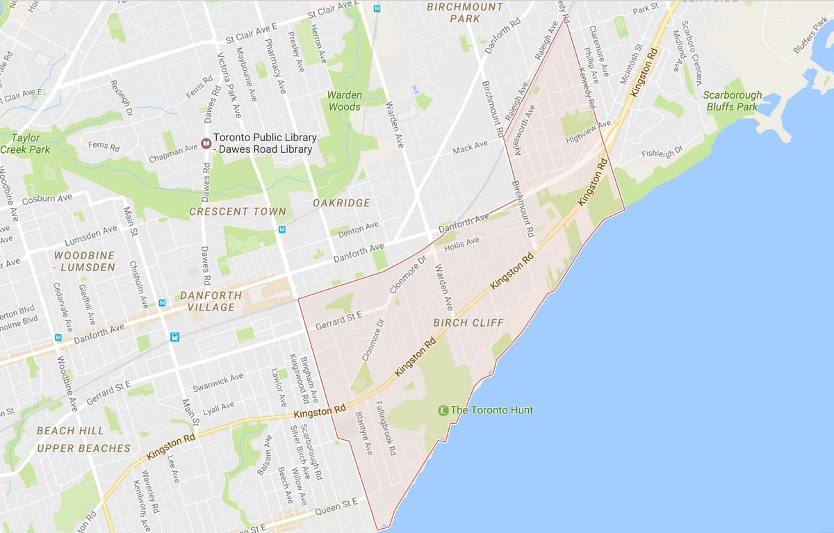 Karta breza području stijene Toronto
