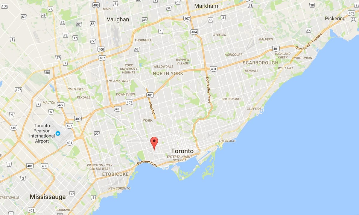 Karta Броктоне području Toronto