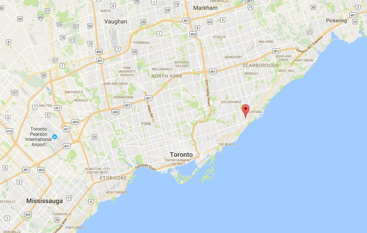 Karta Breza litice visine području Toronto