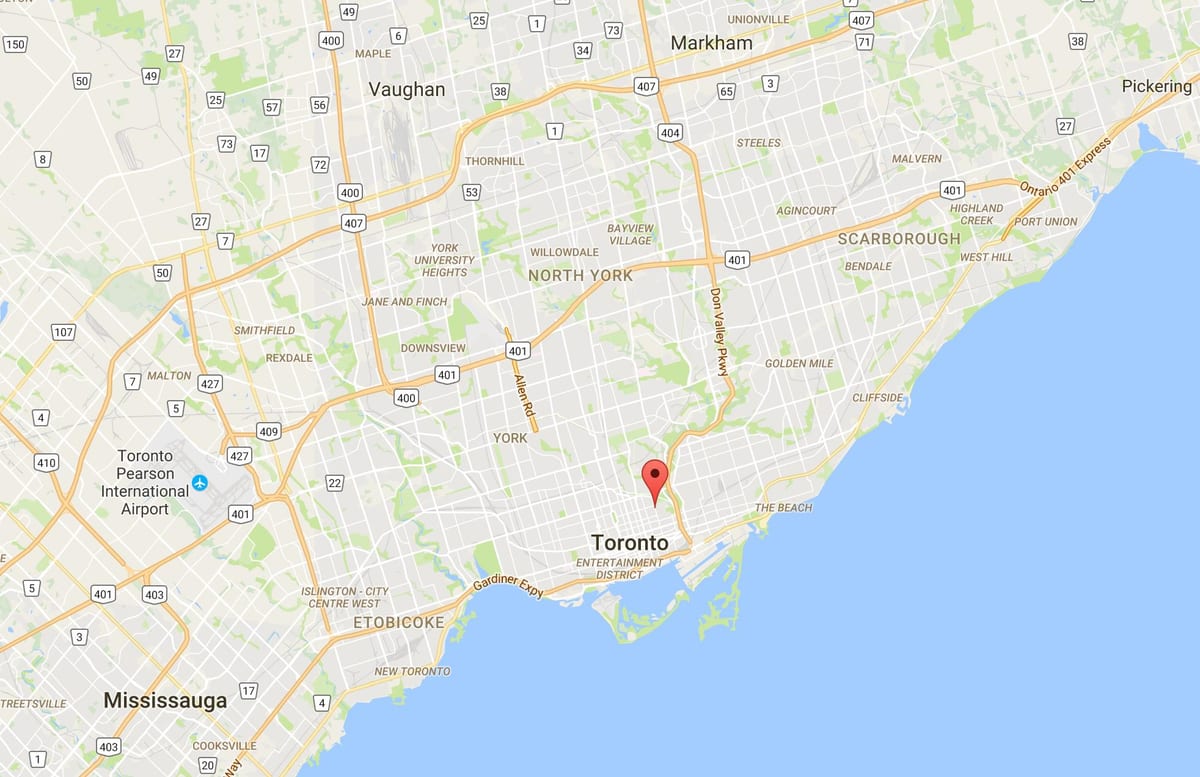 Karta Cabbagetown području Toronto