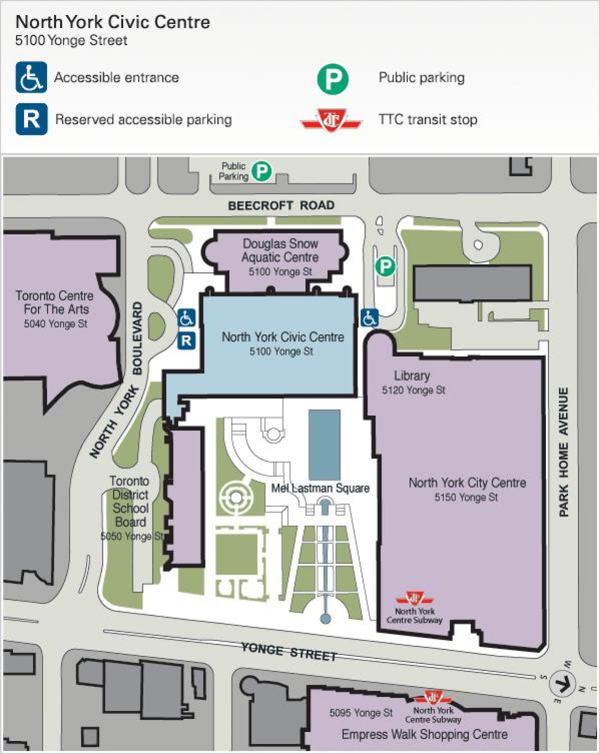 Karta Toronto Centar umjetnosti parkiralište 