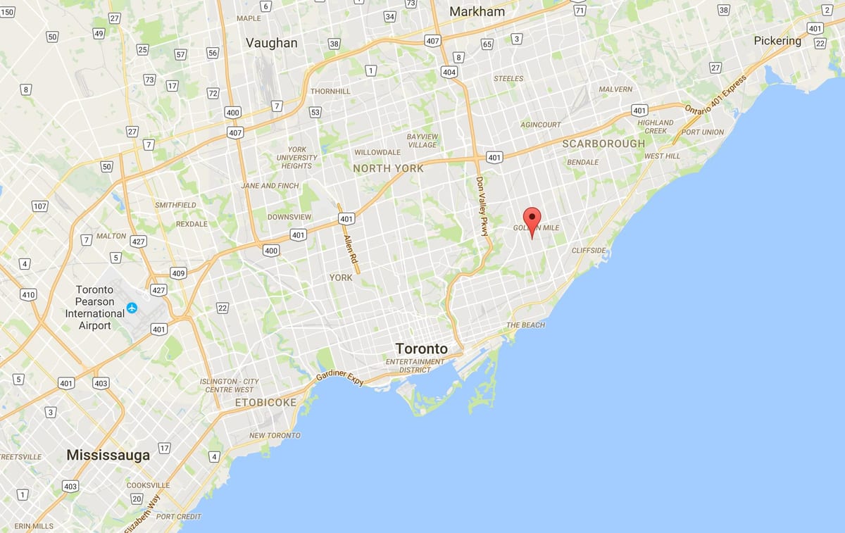 Karta Clairlea području Toronto