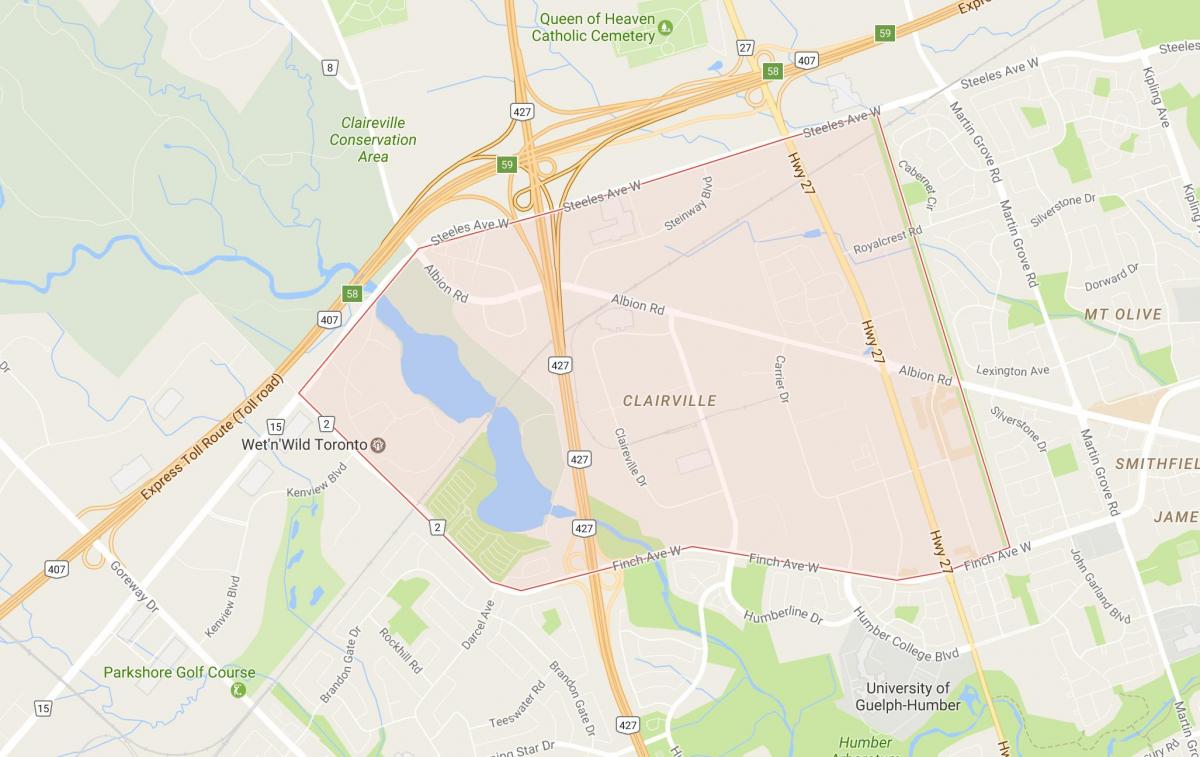 Karta Clairville području Toronto