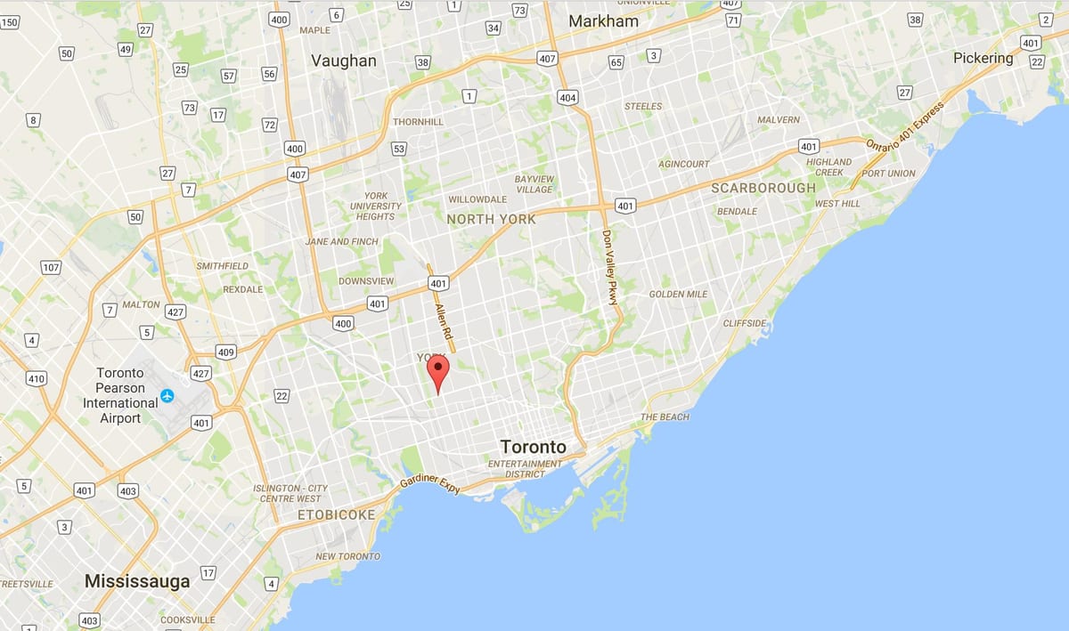Karta Corso Италиа području Toronto