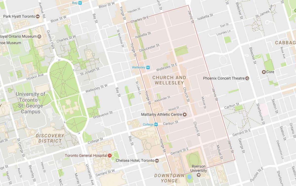 Karta Crkva i Уэллсли području Toronto