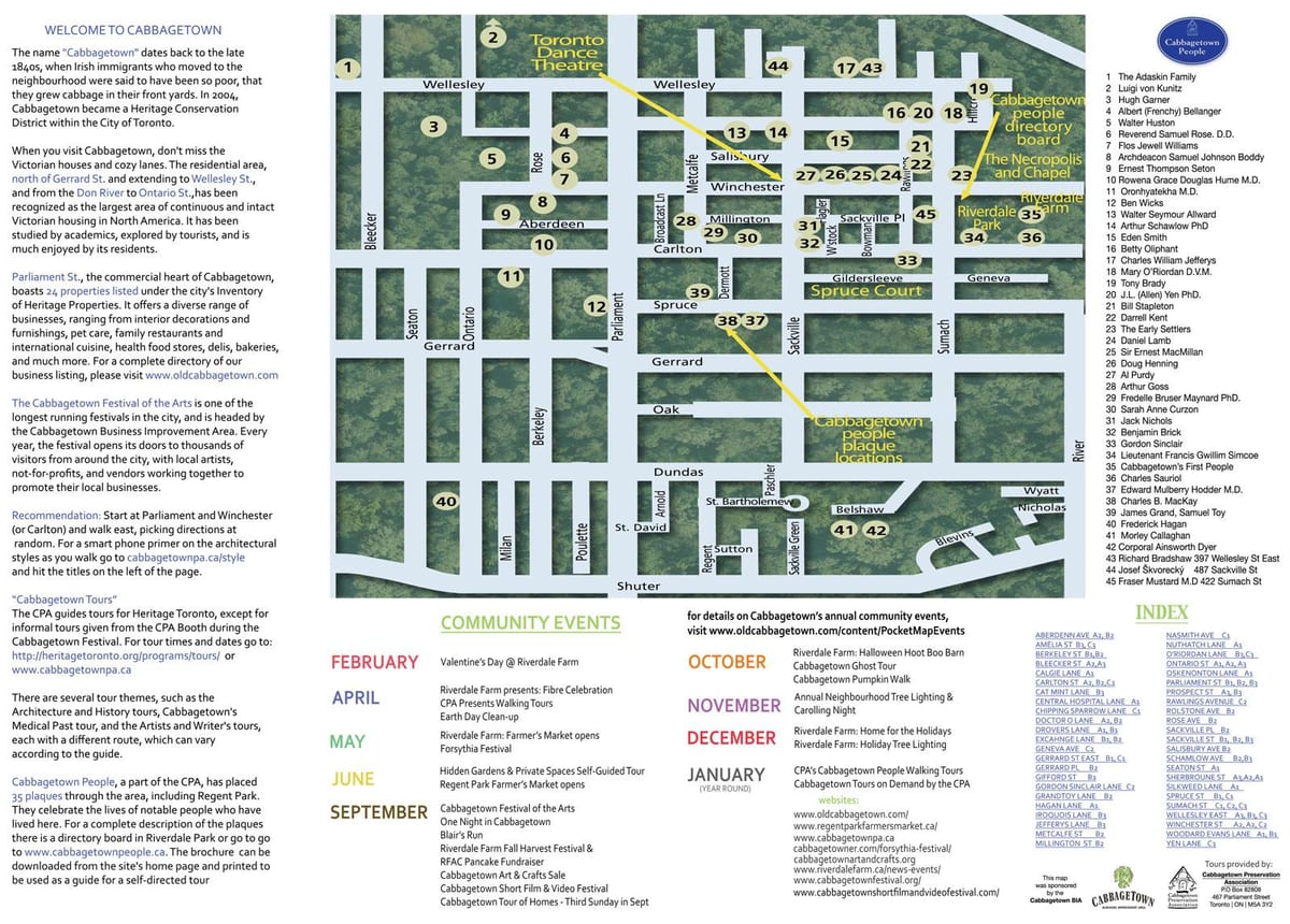 Karta događaja Cabbagetown Toronto