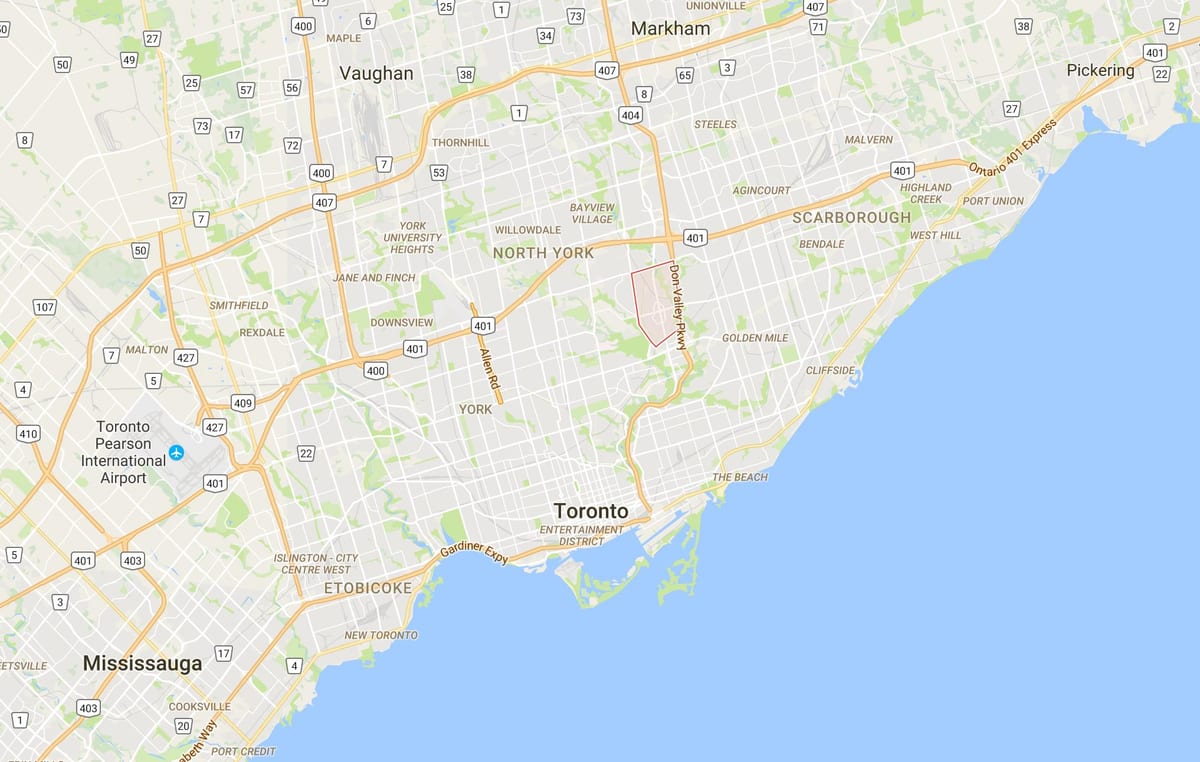 Karta Don Mills području Toronto