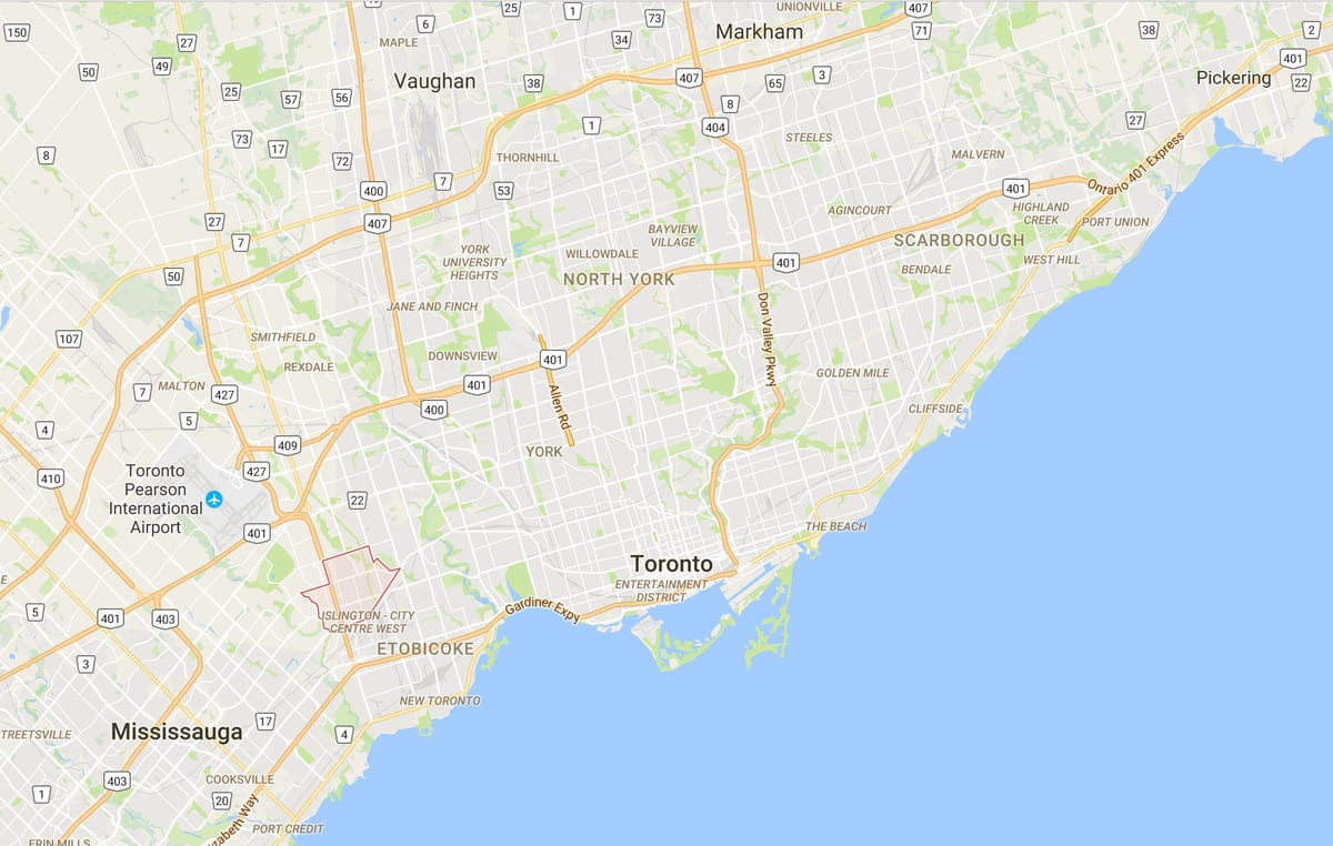 Karta Eatonville području Toronto