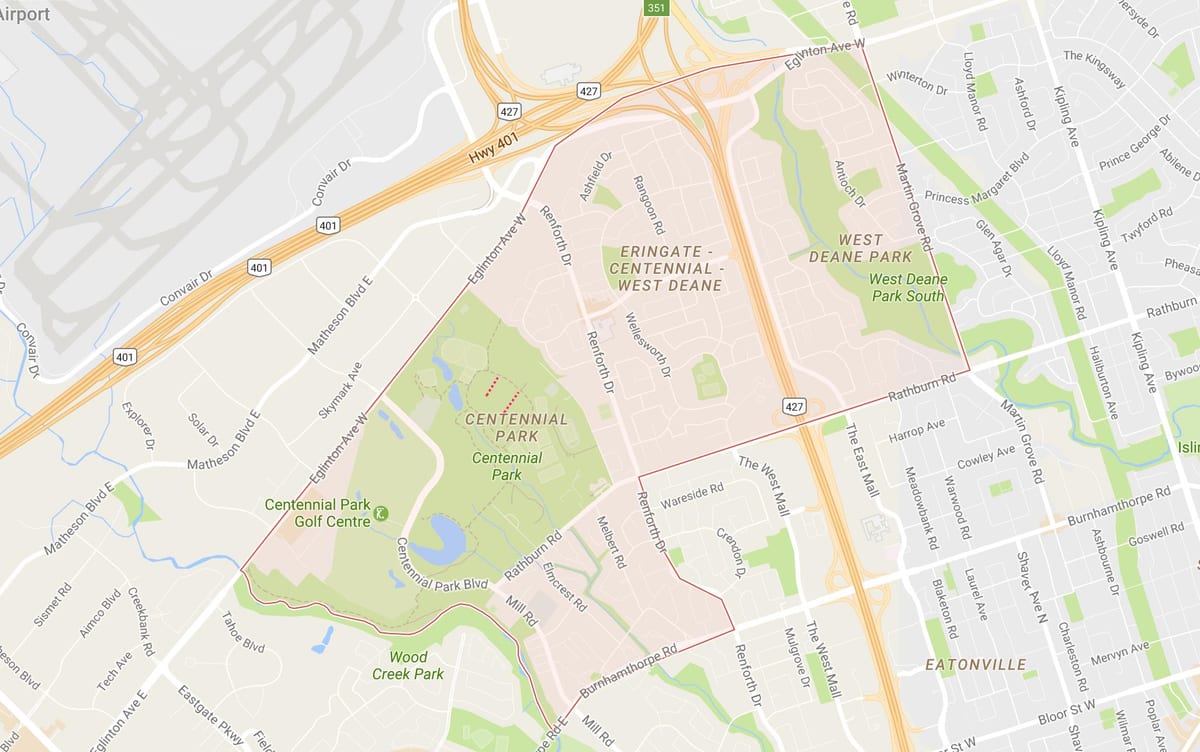 Karta Eringate području Toronto