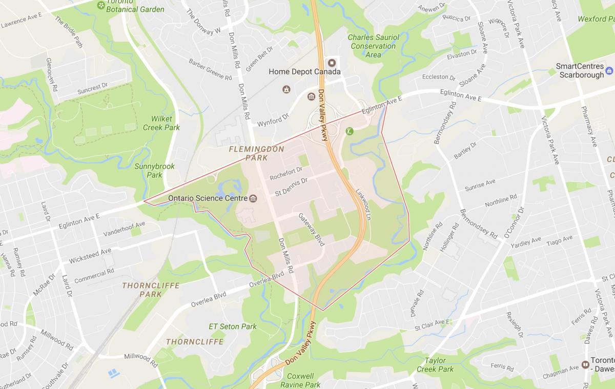 Karta Flemingdon Park u području Toronto