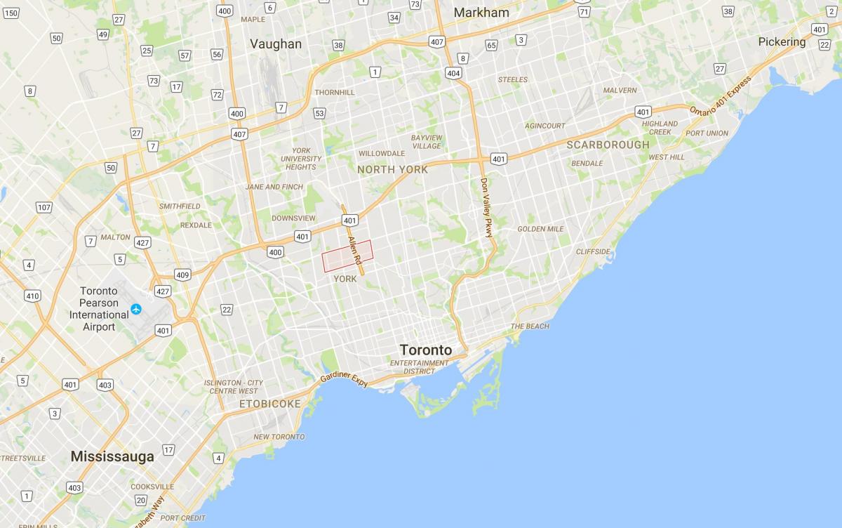 Karta Glen Park području Toronto