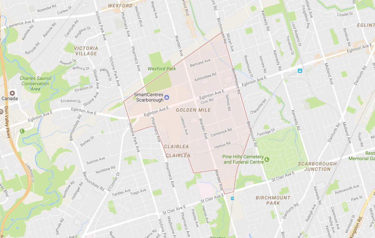 Karta Golden Mile području Toronto