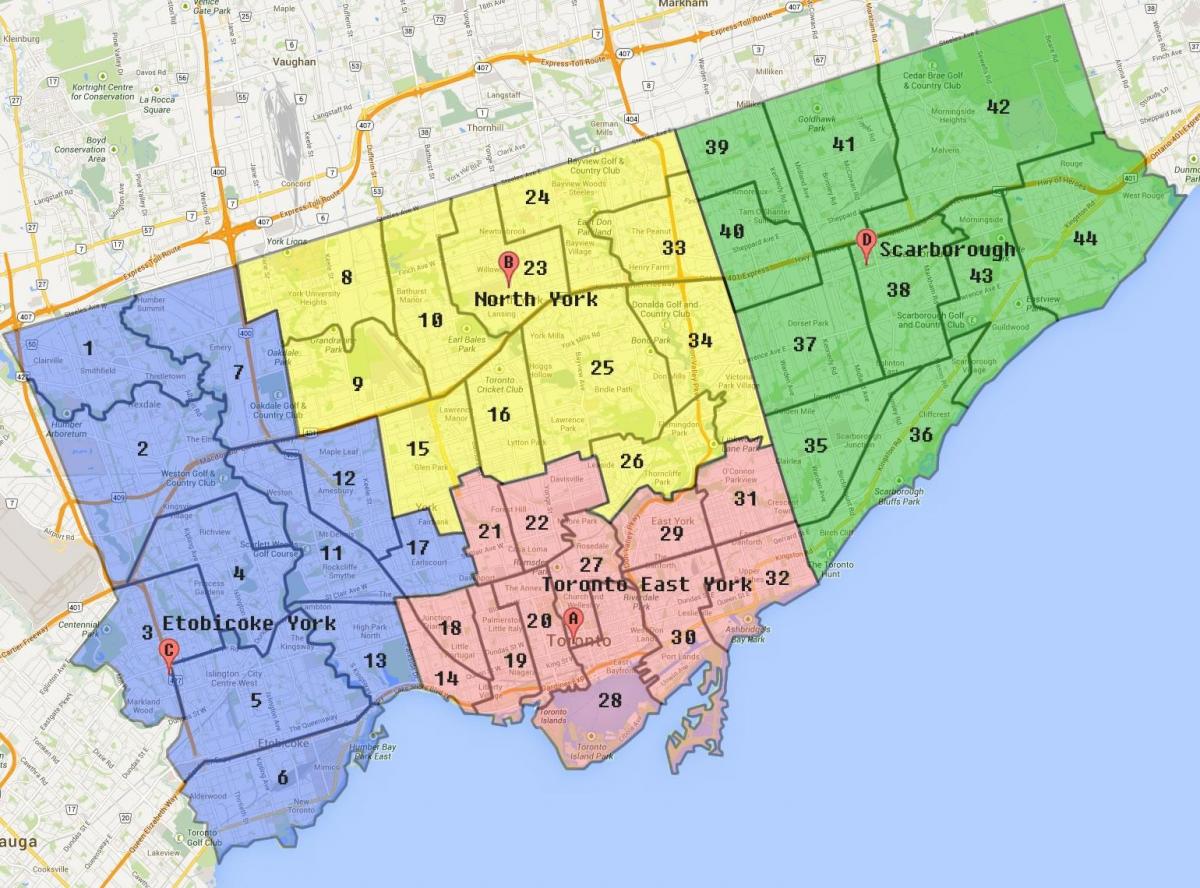 Karta Toronto granice grada