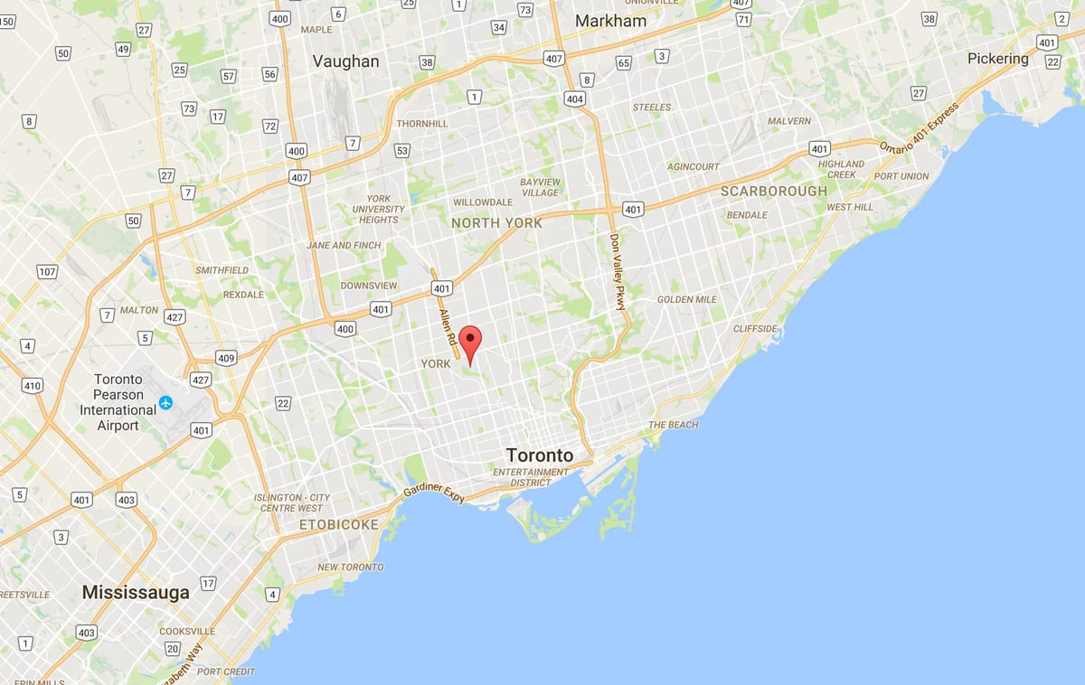 Karta Hobie–Cedarvale području Toronto
