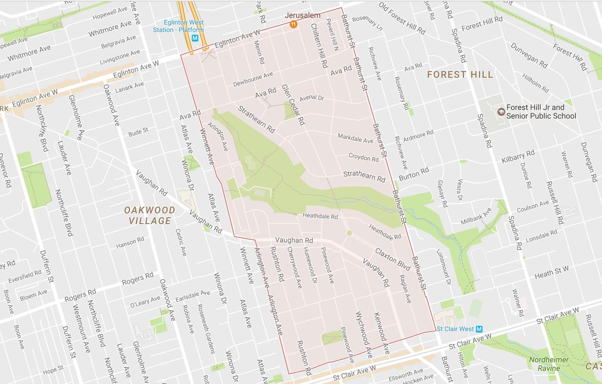 Karta Hobie–Cedarvale području Toronto
