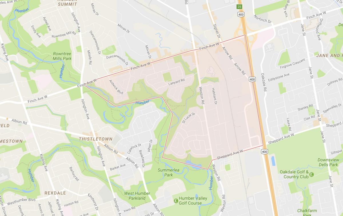 Karta Humbermede području Toronto