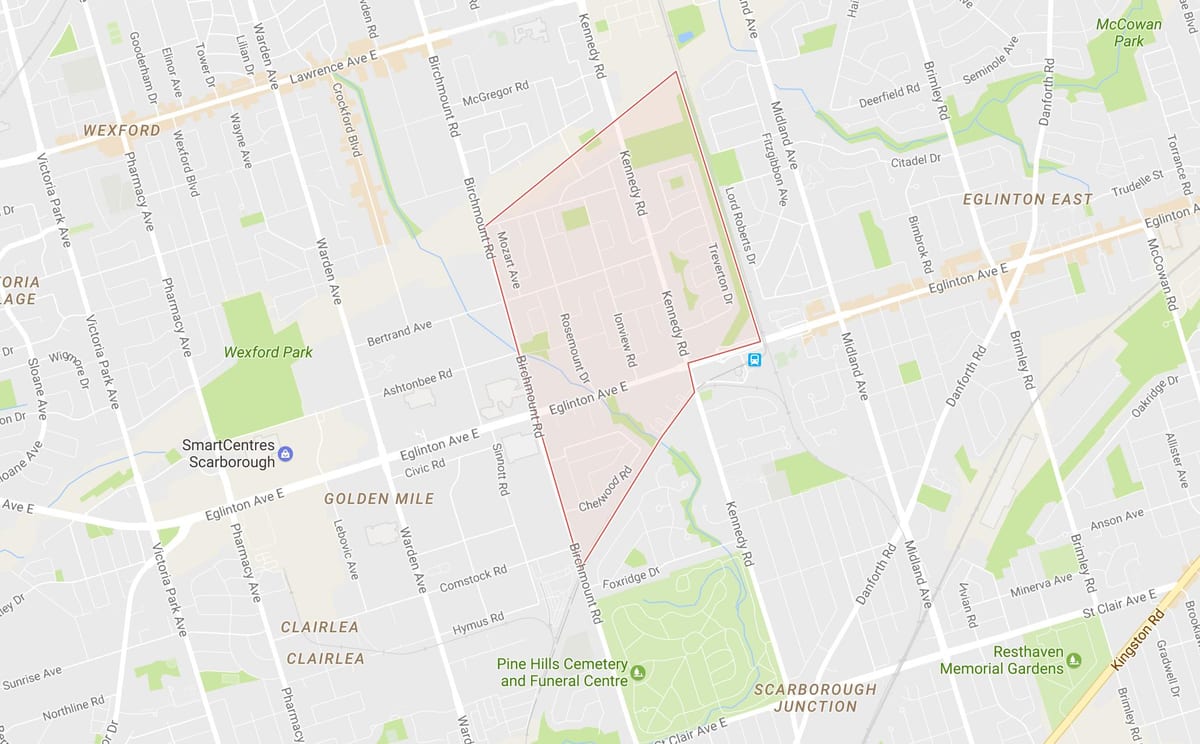 Karta Ionview području Toronto