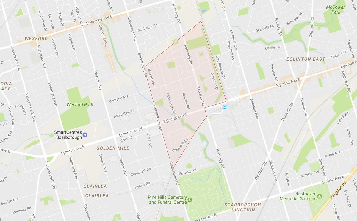 Karta Ionview području Toronto