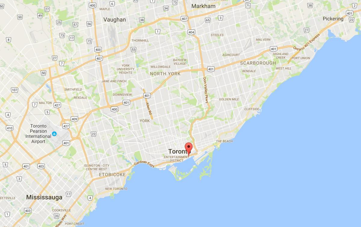 Karte Istočne Бейфронт području Toronto