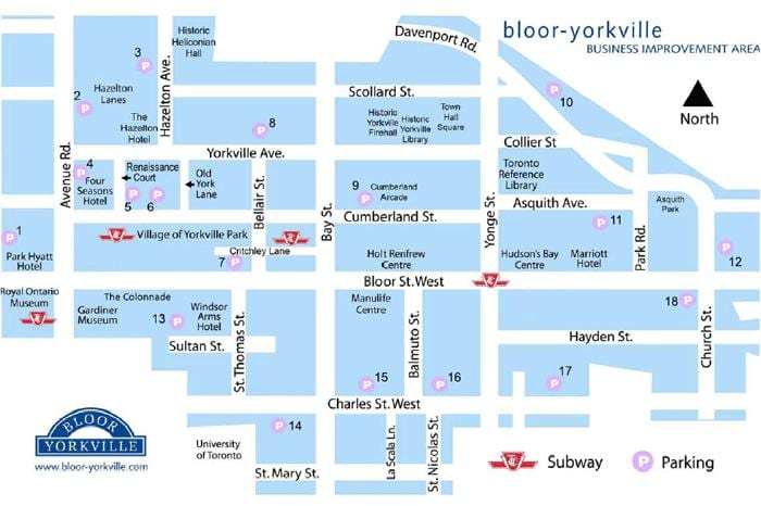 Karta metroa Bloor-Йорквилл